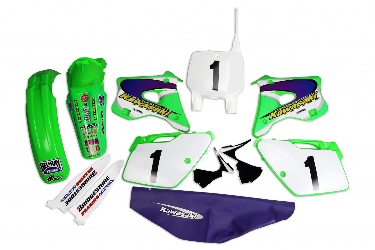 Kit plastiche motocross Kawasaki Emig Team USA KX 125/250 1994-1998 - Kit Plastiche - KITKAWASAKI220 - Ufo Plast